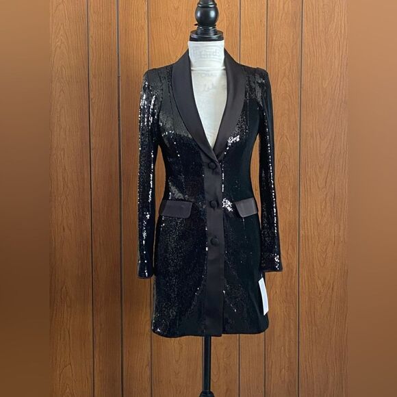 Aidan by Aidan Mattox Sequin Tuxedo Minidress size 0 - Picture 4 of 13